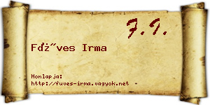 Füves Irma névjegykártya
